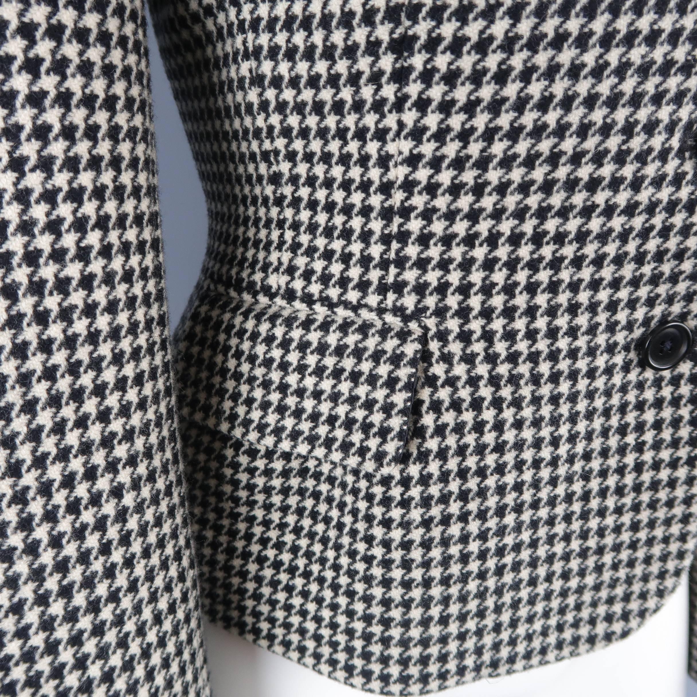 Ralph Lauren Cream and Black Houndstooth Wool / Cashmere Cropped Jacket In Excellent Condition In San Francisco, CA