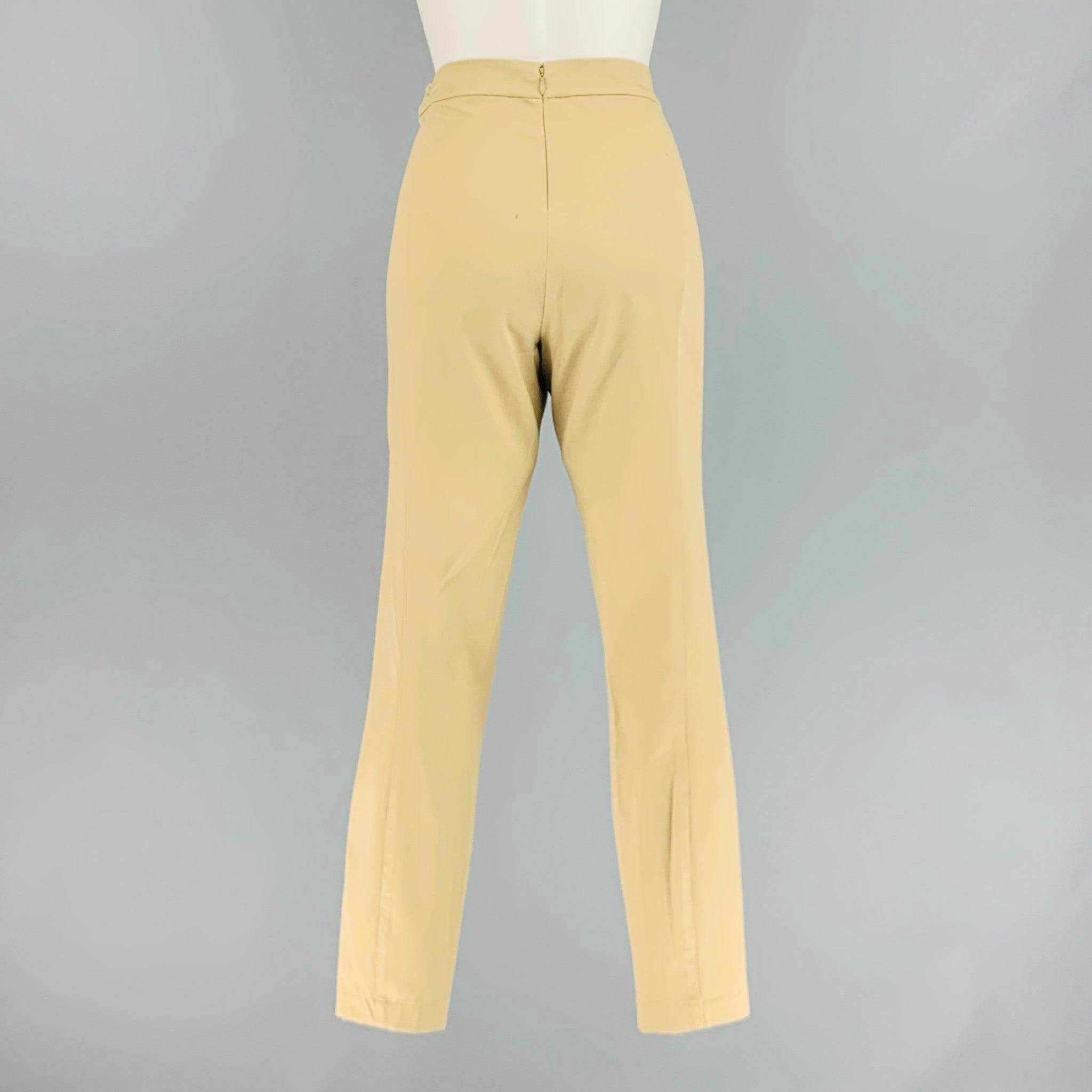 RALPH LAUREN Size 10 Khaki Cotton Elastane Back Zip Leggings In Good Condition For Sale In San Francisco, CA