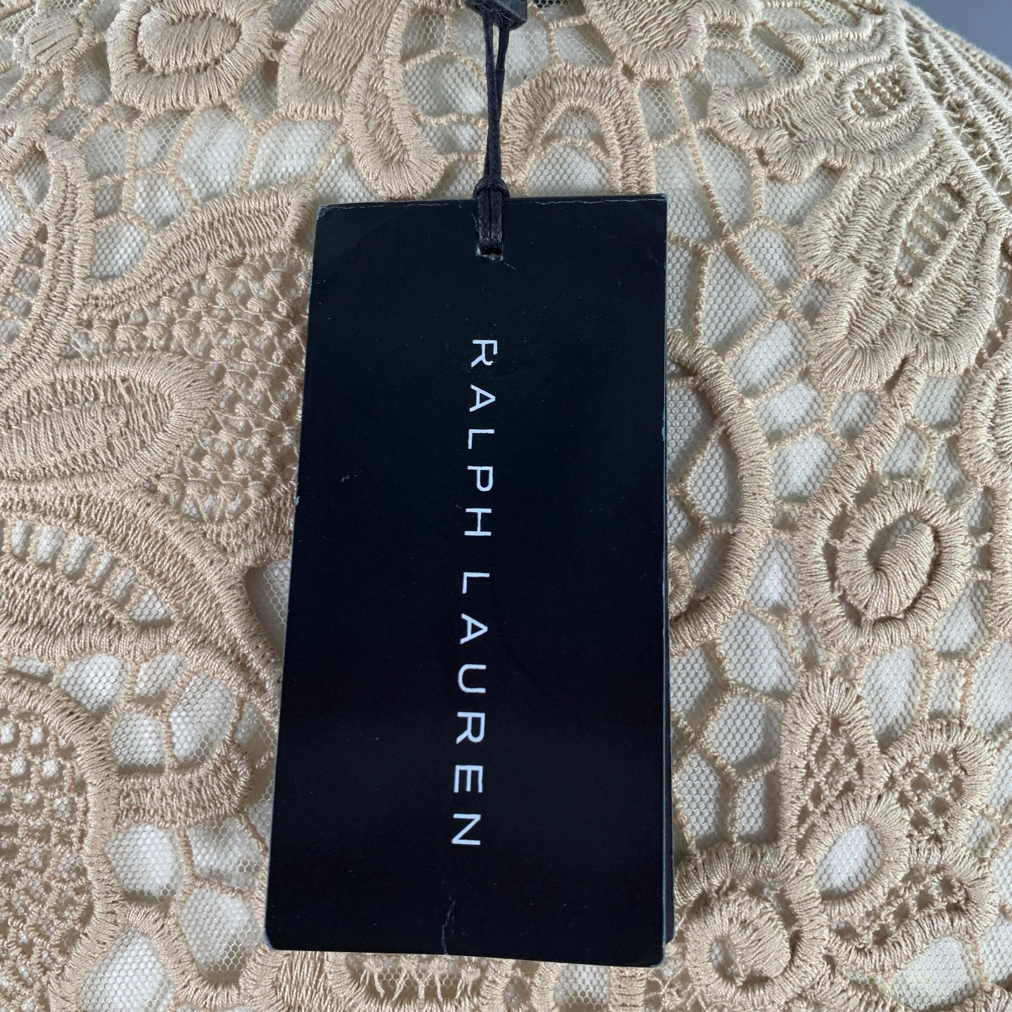 RALPH LAUREN Talla 10 Abrigo abierto de algodón caqui con encaje en Bueno estado para la venta en San Francisco, CA