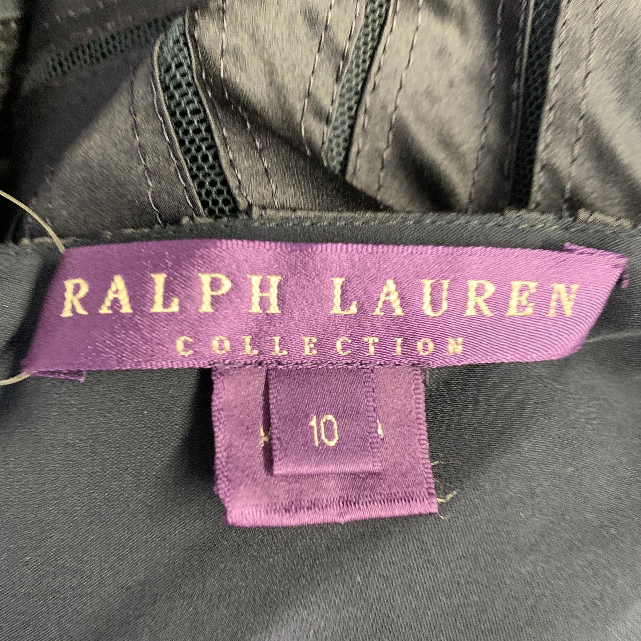 RALPH LAUREN Größe 10 Marineblau Satin Streifen Riemchen Langes Abendkleid im Angebot 1