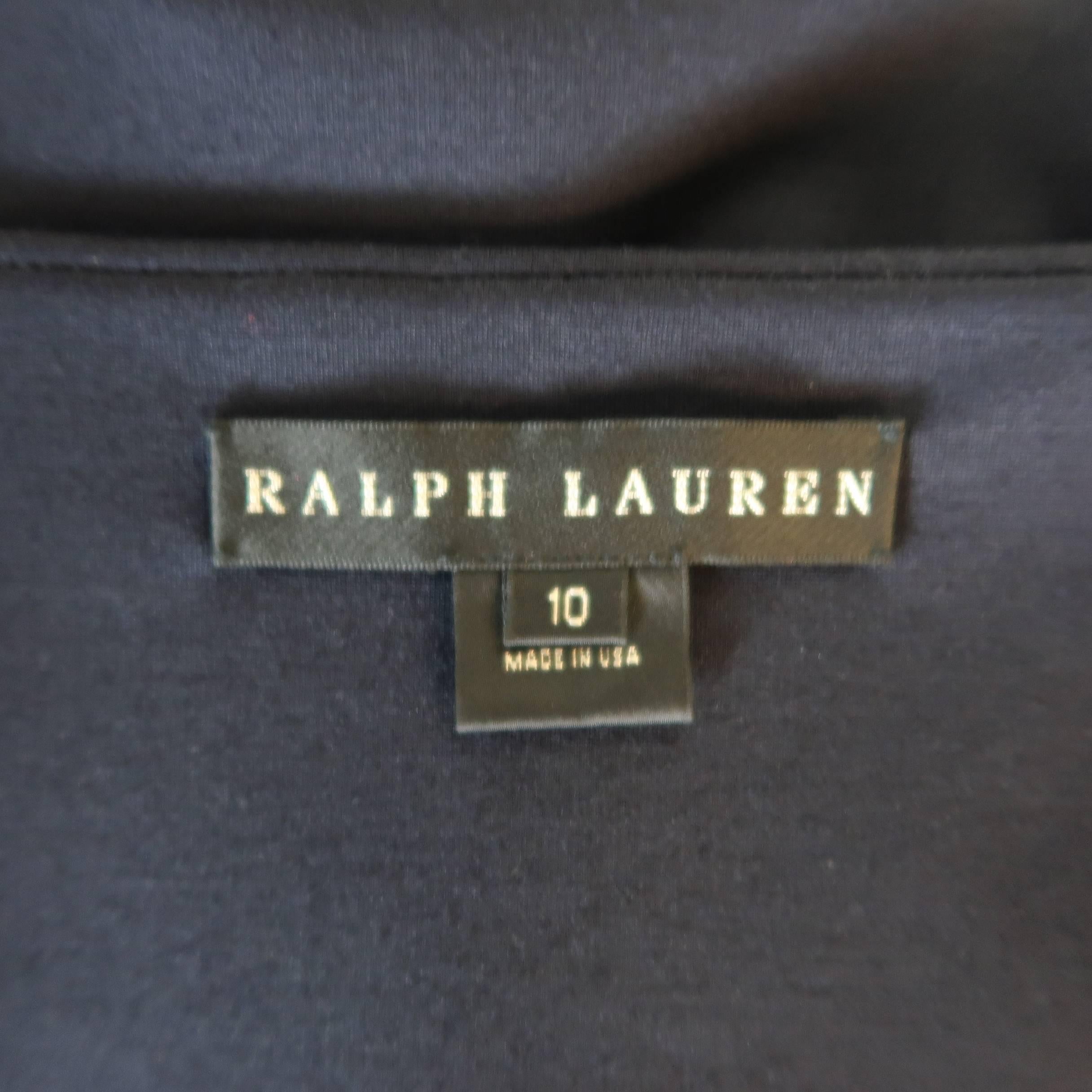 Black RALPH LAUREN Size 10 Navy Wool Blend Jersery Sleeveless Sheath Dress