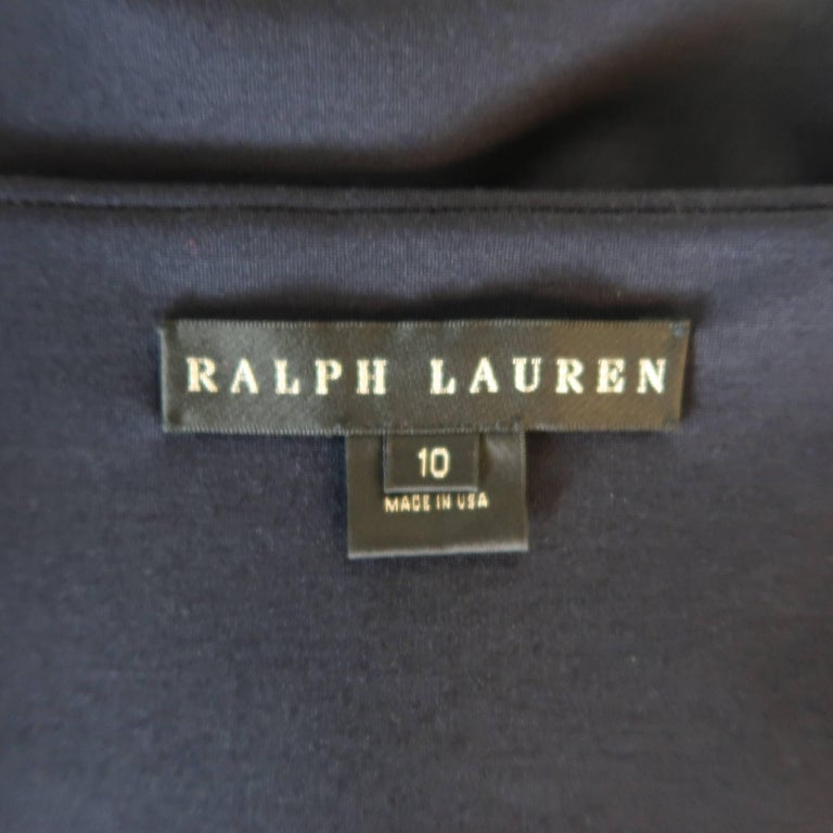 RALPH LAUREN Size 10 Navy Wool Blend Jersery Sleeveless Sheath Dress ...