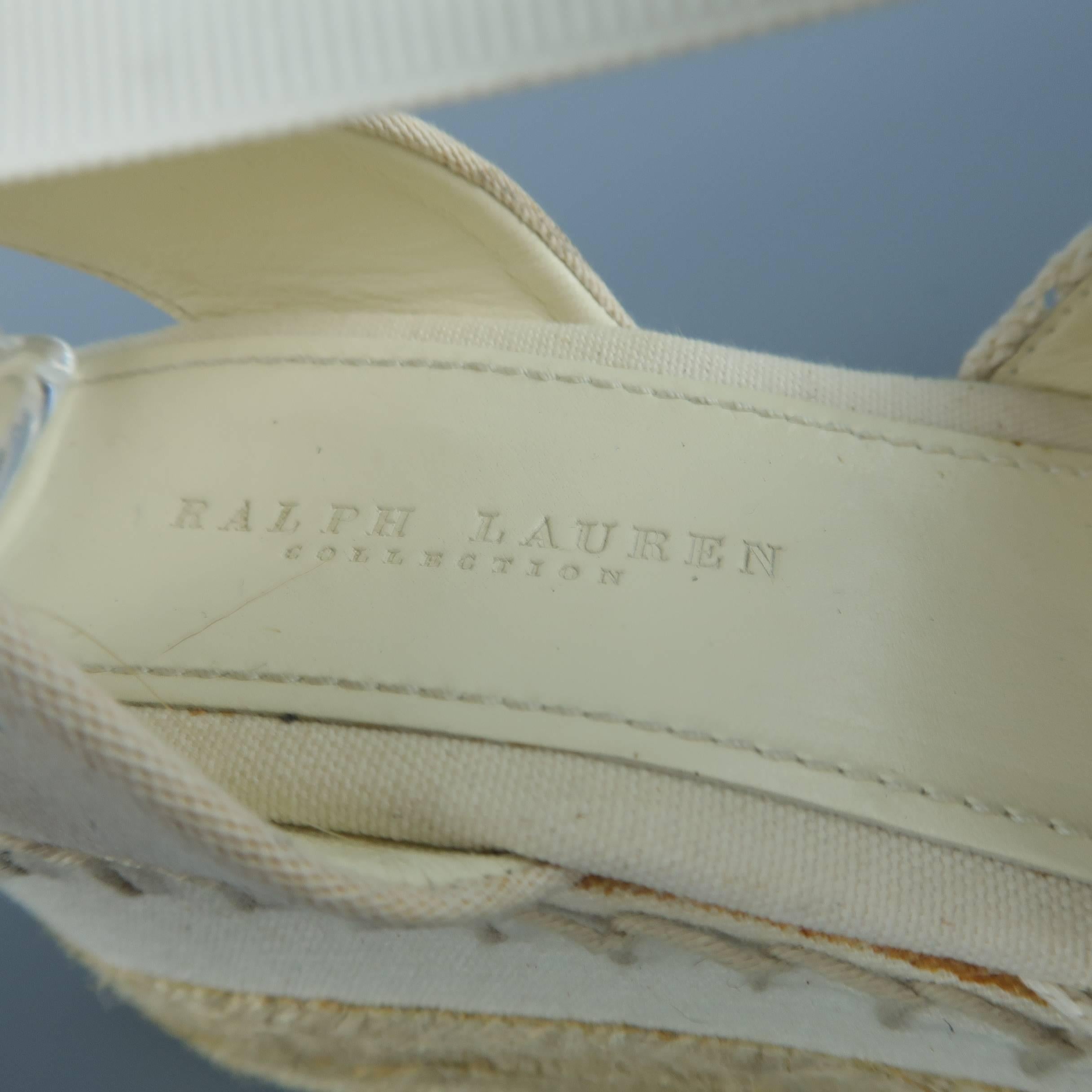 Women's RALPH LAUREN Size 10 Off White Knit Ankle Strap Espadrille Wedges