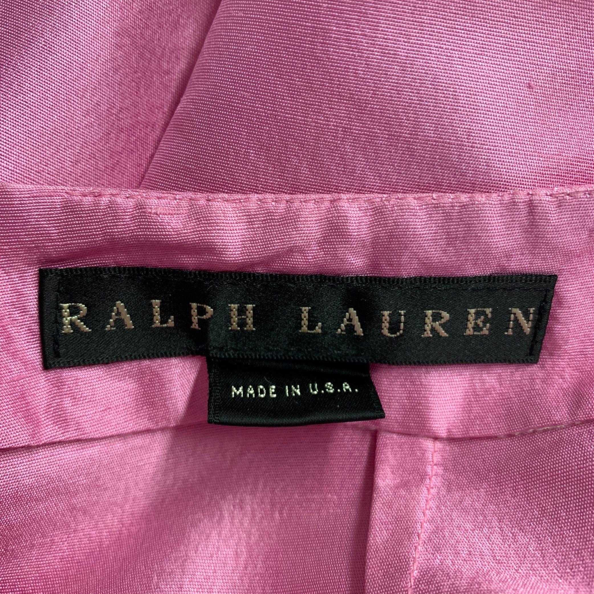 Women's RALPH LAUREN Size 10 Pink Silk Cropped Dress Pants