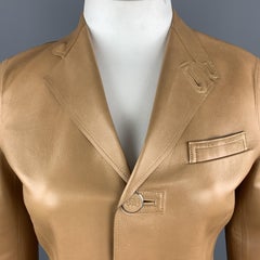 RALPH LAUREN Größe 10 Brauner Blazer aus Kalbsleder