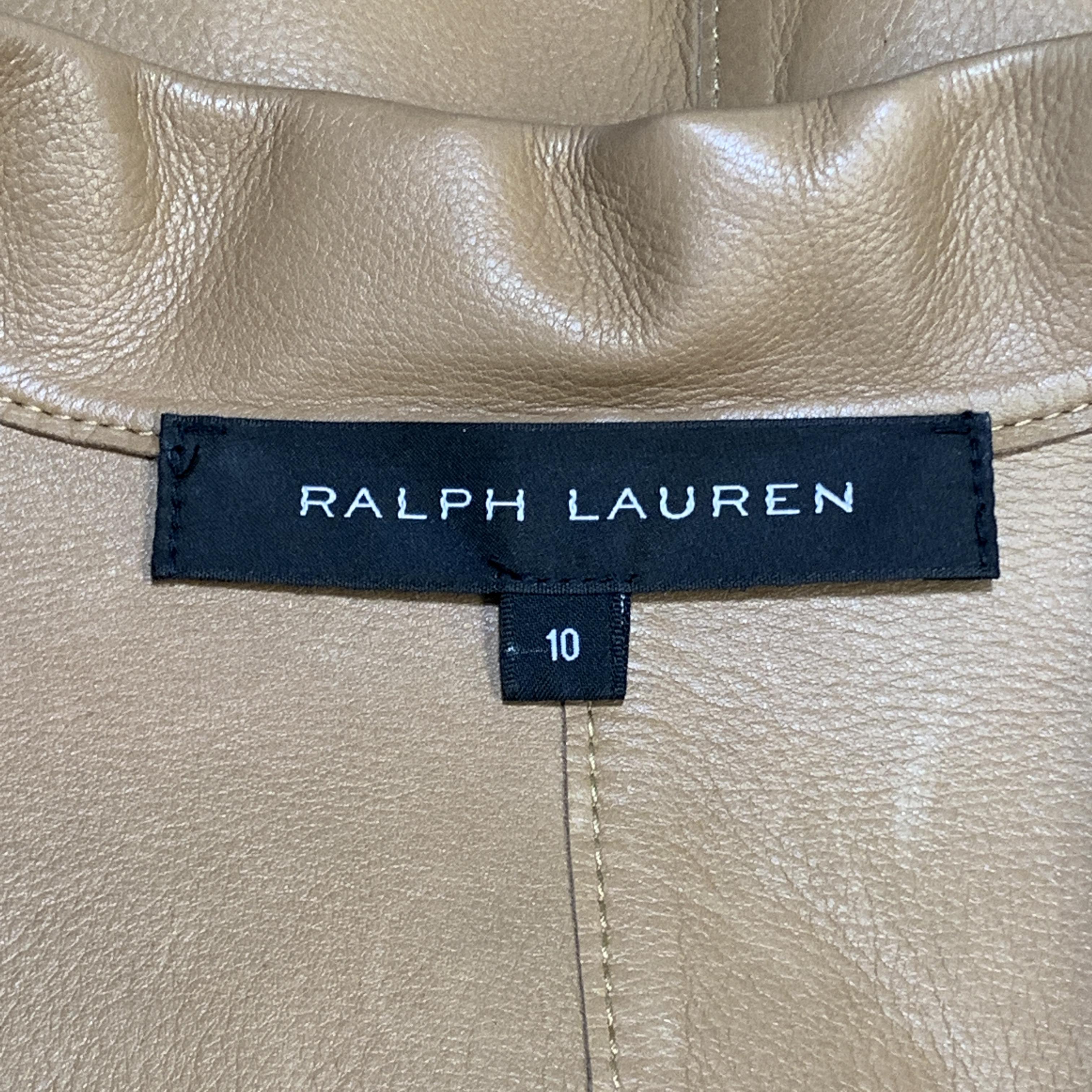 RALPH LAUREN Size 10 Tan Calf Leather Blazer 1