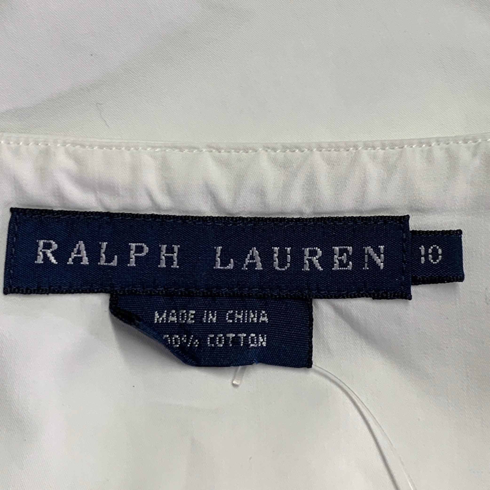 RALPH LAUREN Size 10 White Black Cotton Sleeveless Casual Top For Sale 2