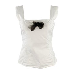 RALPH LAUREN Size 10 White Black Cotton Sleeveless Casual Top