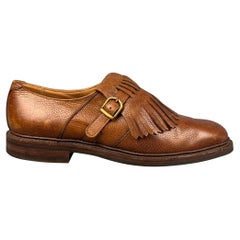RALPH LAUREN Größe 10.5 Tan Fransen Tongue Leder Spitzenschuhe mit Schnürung