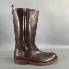 Ralph Lauren taglia 11 Stivali in pelle marrone con chiusura a strappo