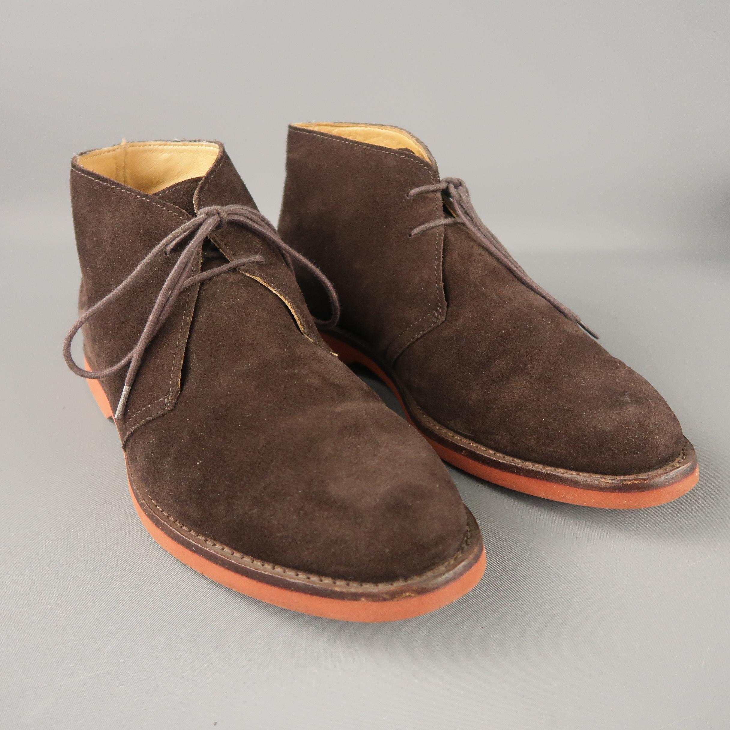 RALPH LAUREN chukka boot comes in a brown suede featuring a brick sole.
 
Very Good Pre-Owned Condition.
Marked: 11 D
 
Measurements:
 
Length: 12.5 in.
Height : 5.5 in.
Width: 4.9 in.