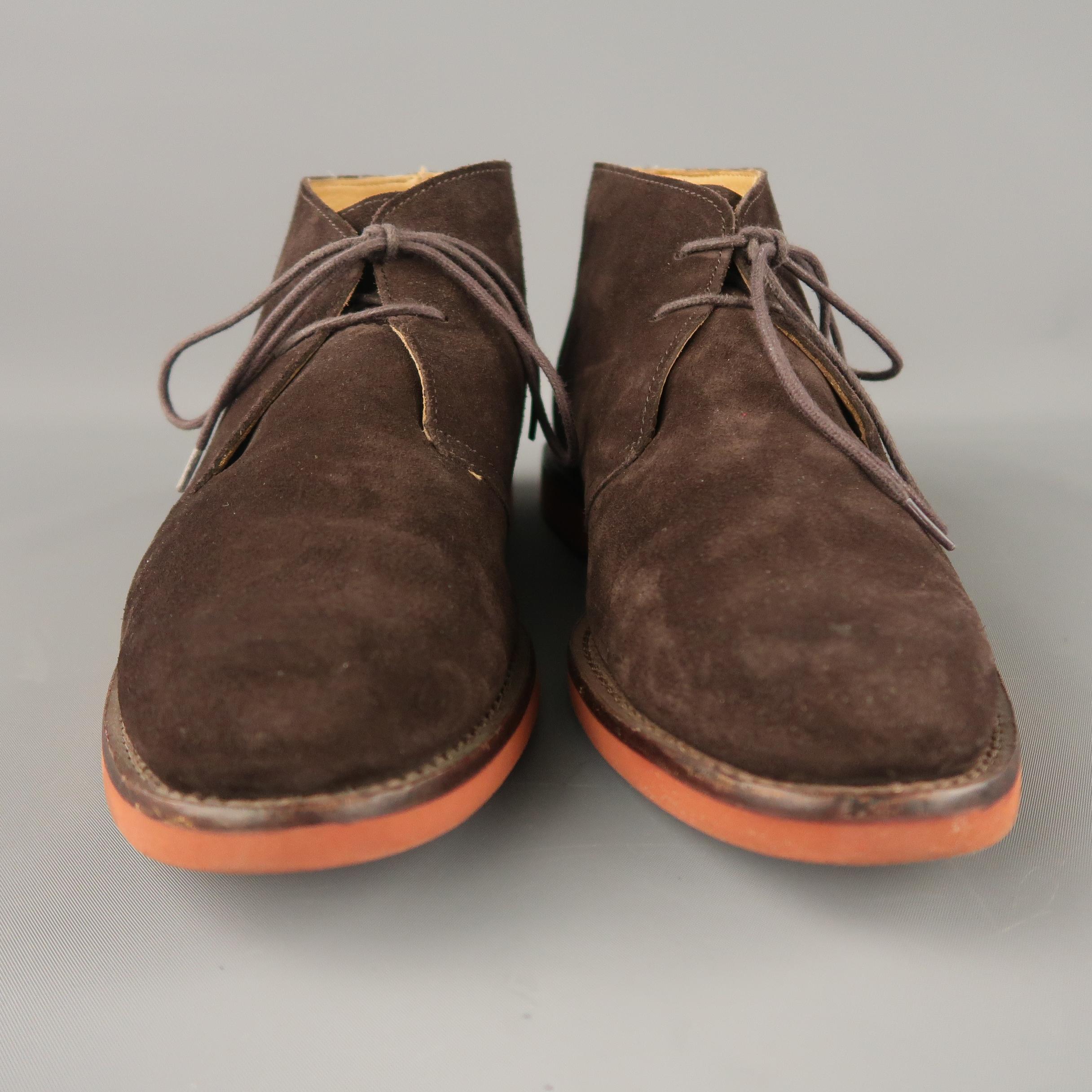 RALPH LAUREN Size 11 Brown Solid Suede Lace Up Boots In Good Condition In San Francisco, CA