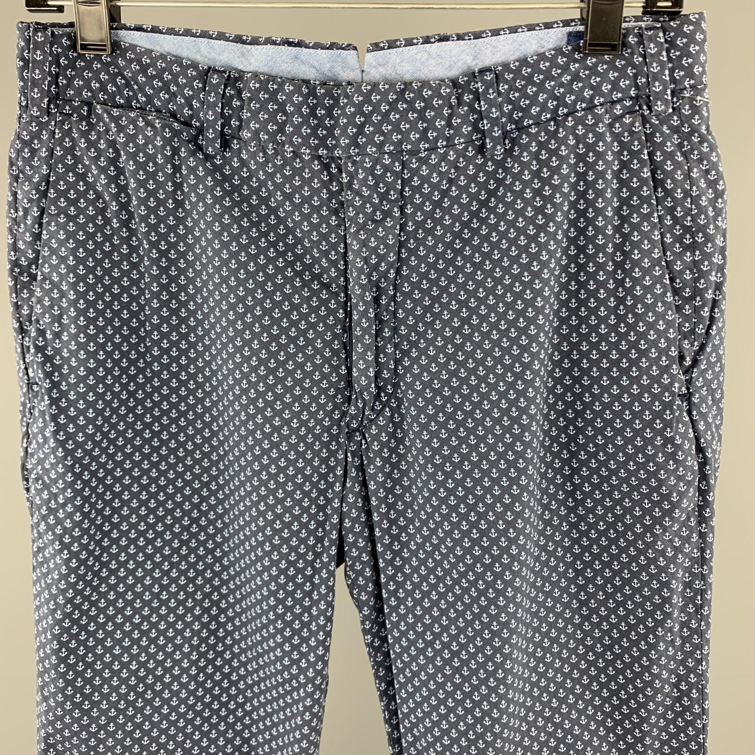 Ralph Lauren Size 28 Navy Anchor Print Cotton Zip Fly Casual Pants At 1stdibs