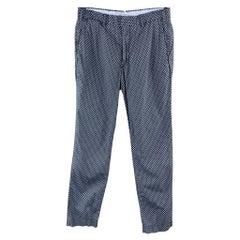 Used RALPH LAUREN Size 28 Navy Anchor Print Cotton Zip Fly Casual Pants