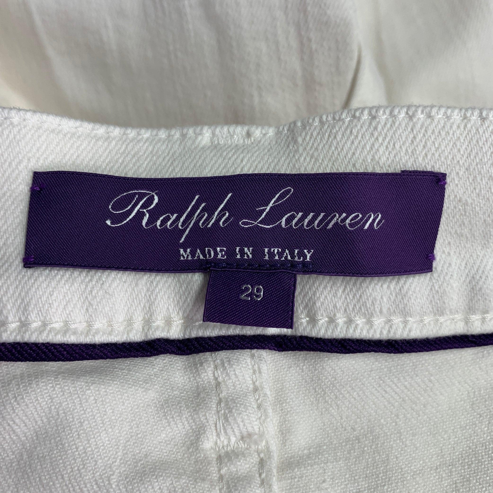 RALPH LAUREN Size 29 White Twill Cotton Blend Bootcut Five Pockets Jeans For Sale 2
