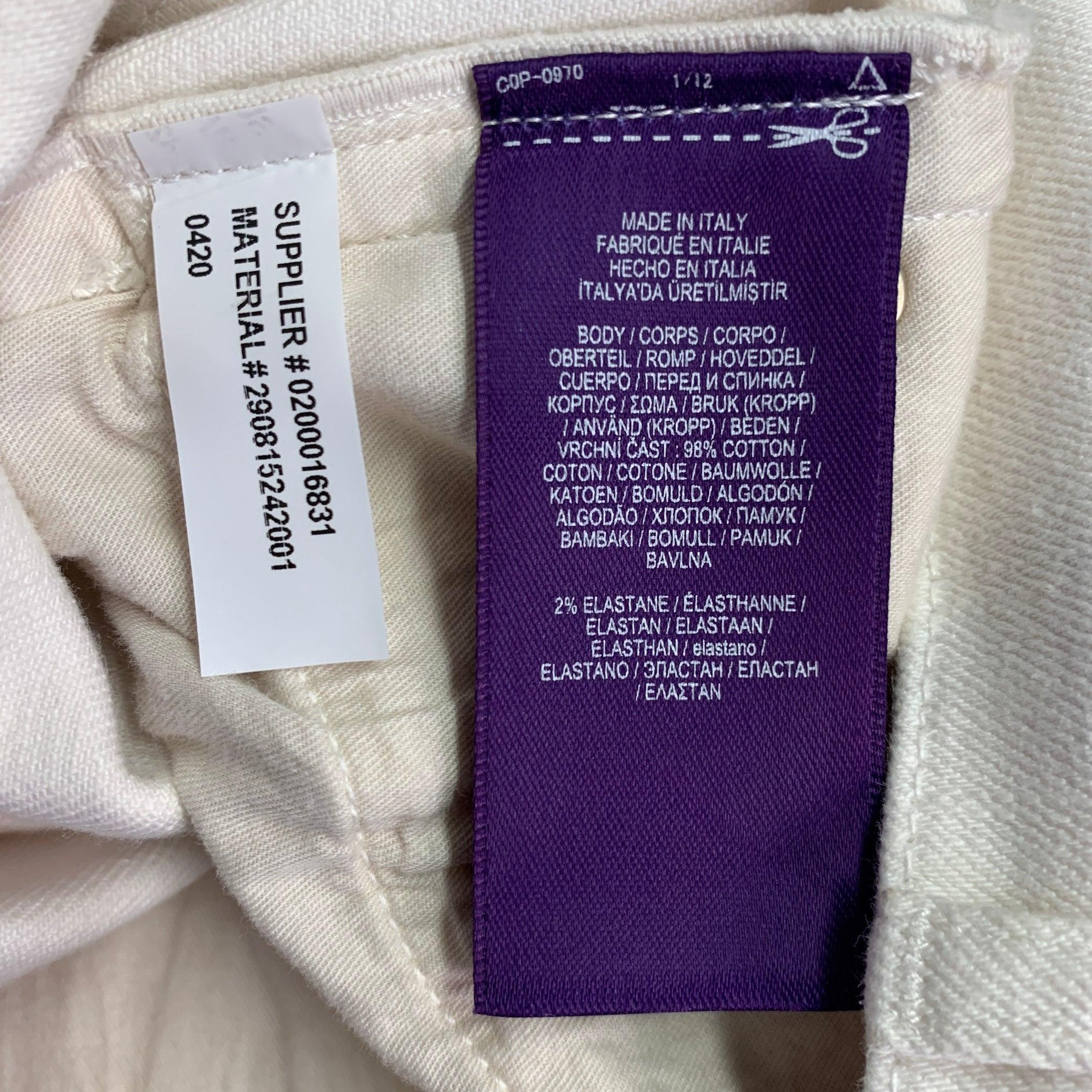 RALPH LAUREN Size 29 White Twill Cotton Blend Bootcut Five Pockets Jeans For Sale 3