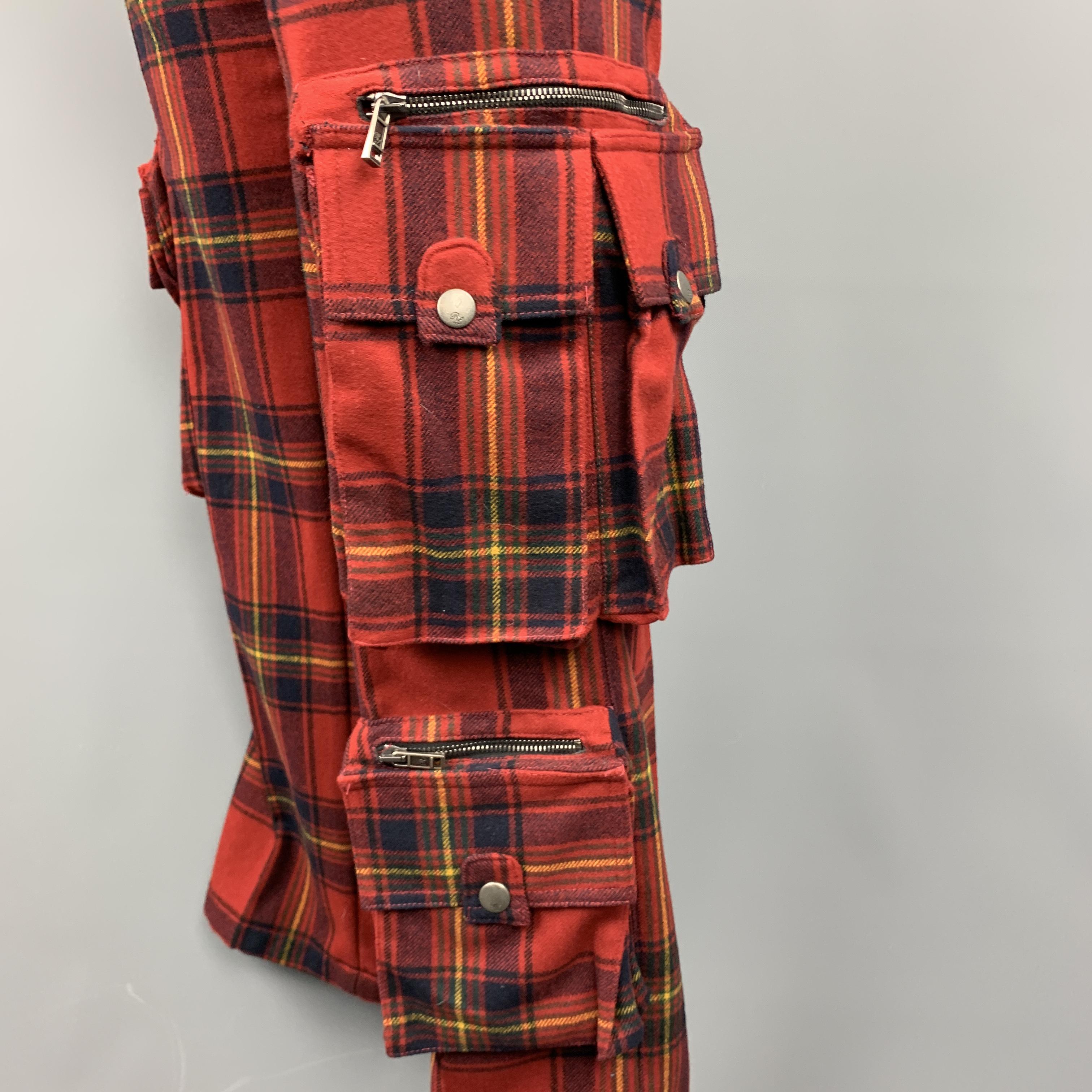 red plaid cargo pants