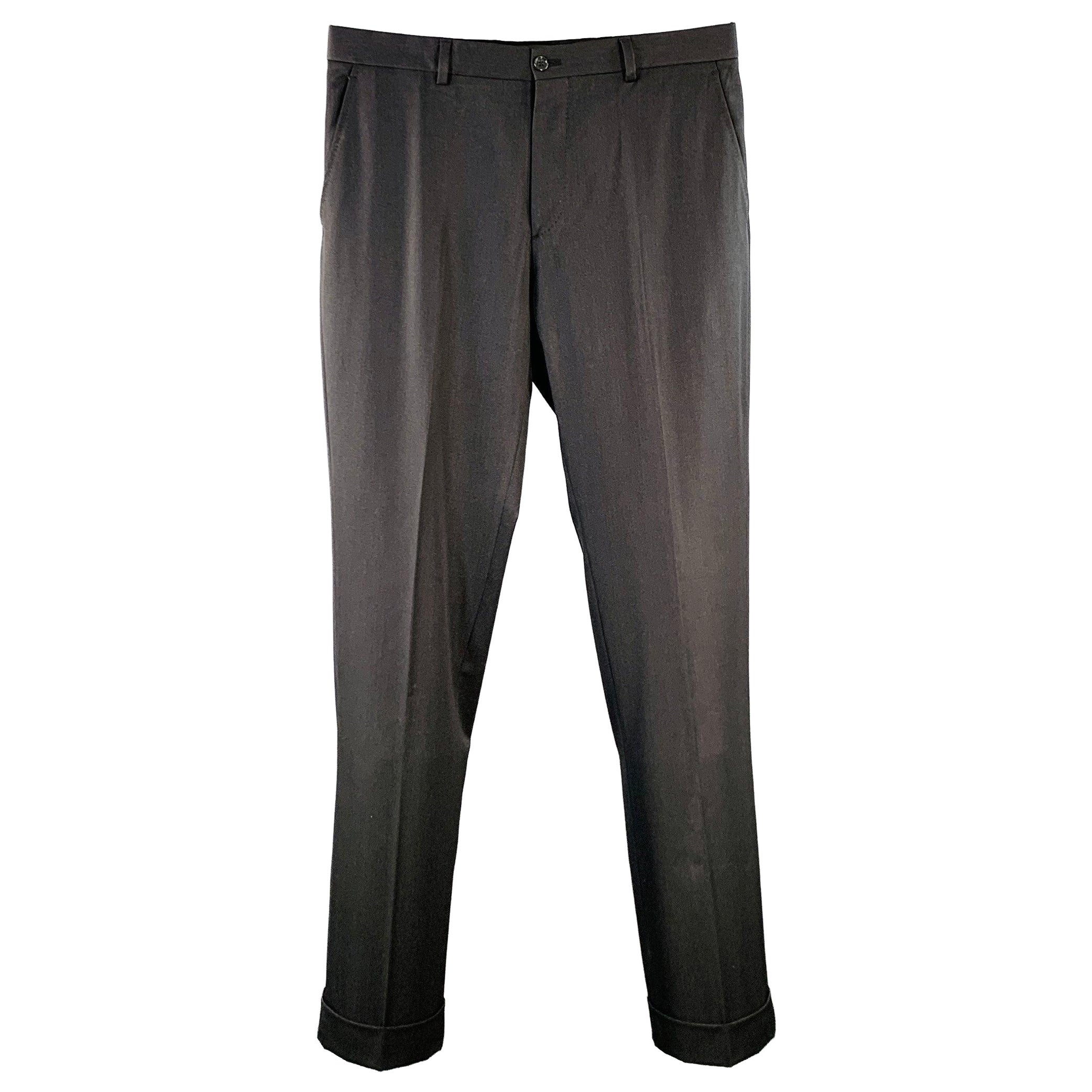 RALPH LAUREN Size 32 Black Twill Wool Straight Dress Pants