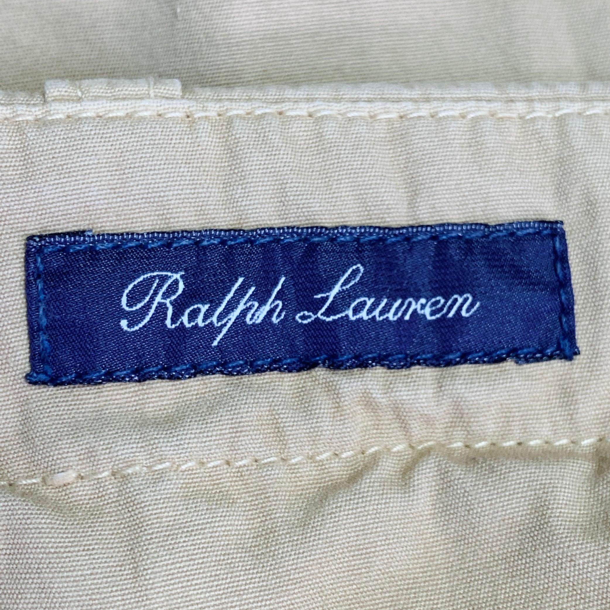 RALPH LAUREN Größe 32 Khaki Geknitterte Baumwolle Flache Vorderseite Freizeithose Herren im Angebot