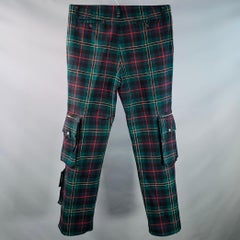 RALPH LAUREN Size 34 Green Red Plaid Wool Cargo Casual Pants