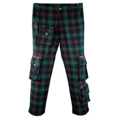 RALPH LAUREN Size 34 Green Red Plaid Wool Cargo Casual Pants