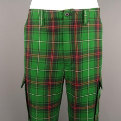RALPH LAUREN Size 35 Green& Red Plaid Wool Cargo Pocket Pants