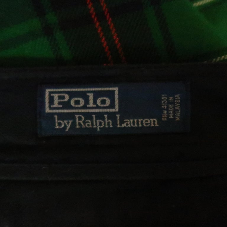 RALPH LAUREN Size 35 Green& Red Plaid Wool Cargo Pocket Pants at 1stDibs