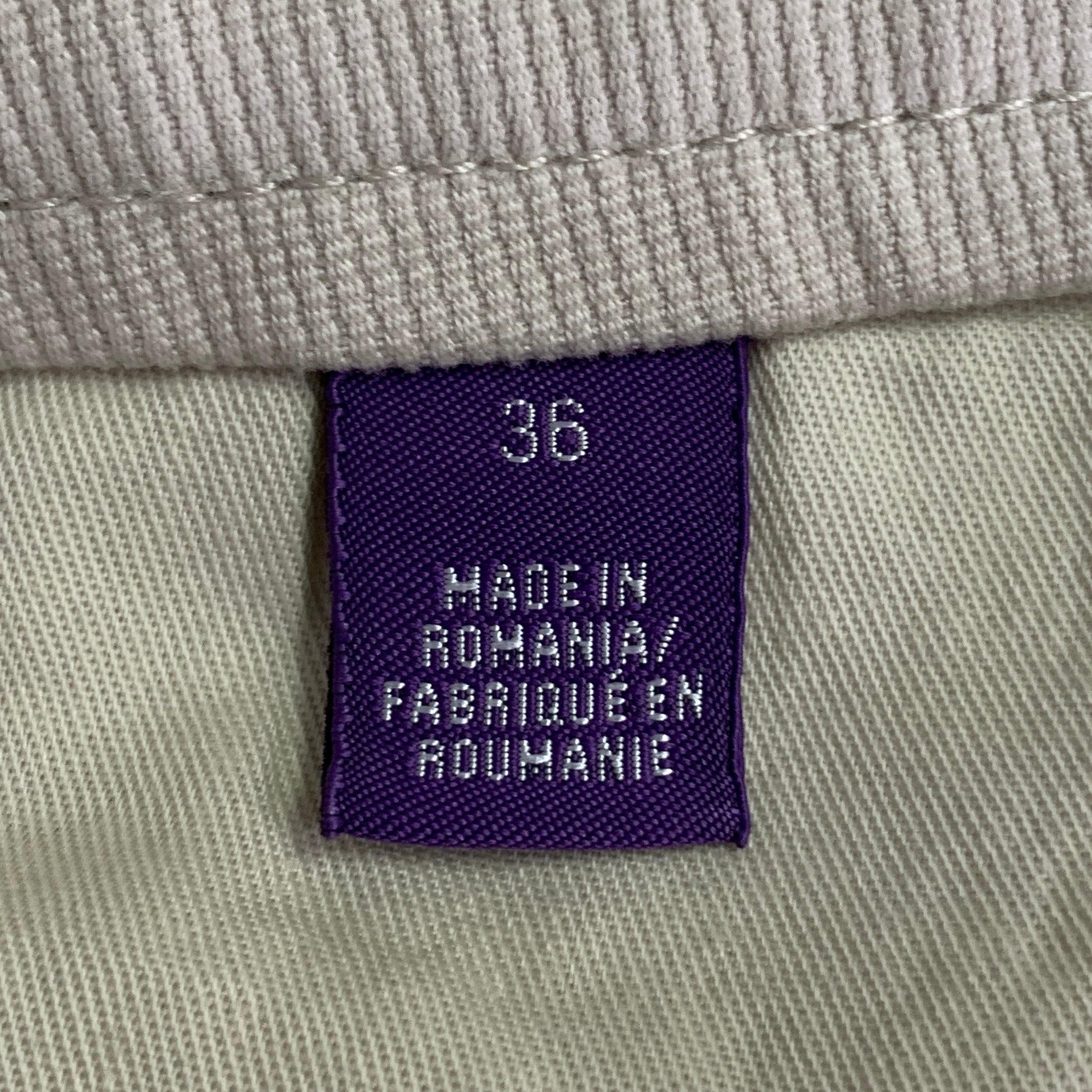 RALPH LAUREN Size 36 Beige Cotton Blend Side Tabs Tapered Casual Pants 2