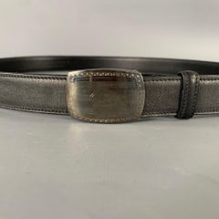 RALPH LAUREN Size 36 Black Leather Sterling Silver Belt