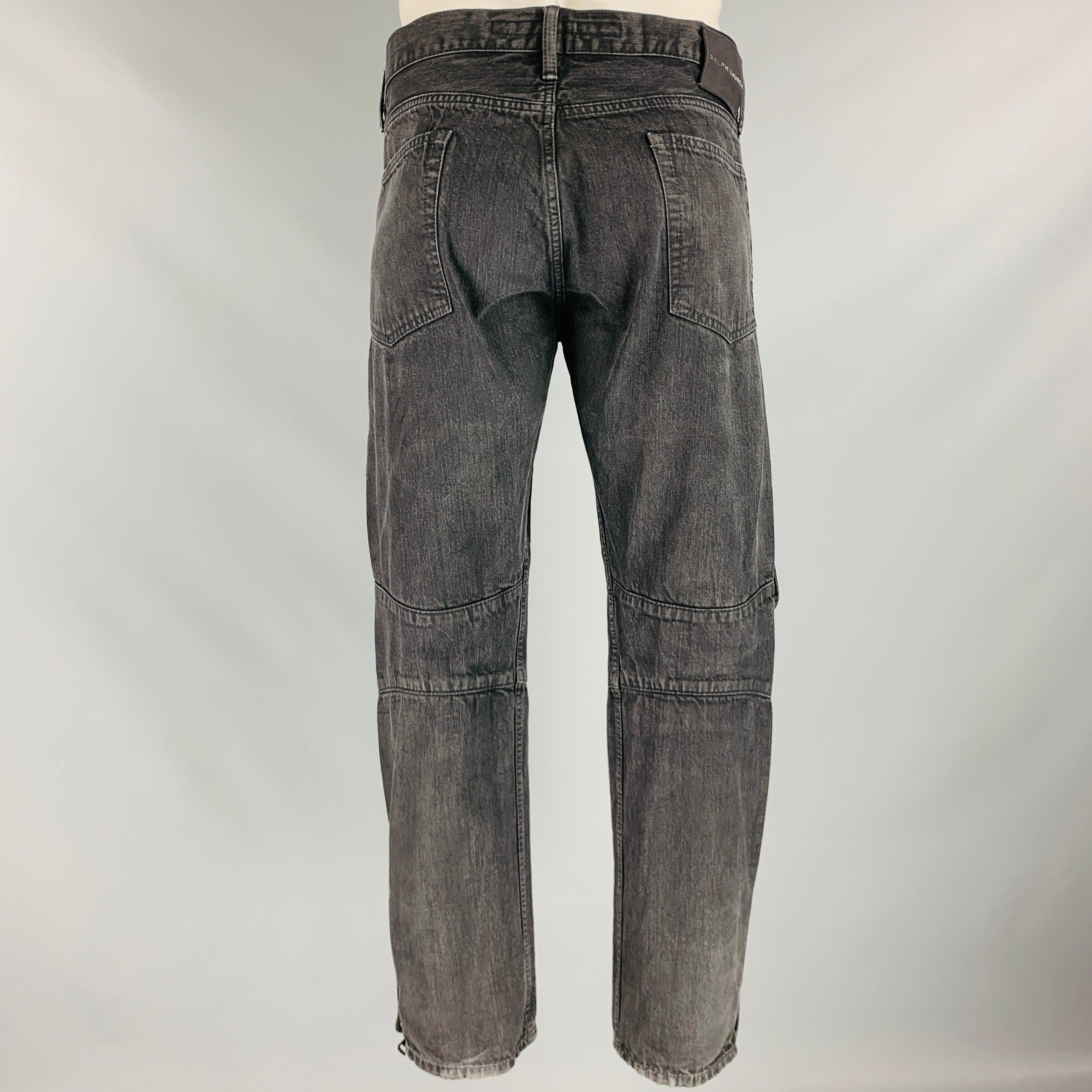 Men's RALPH LAUREN Size 36 Black Wash Denim Multi Pockets Jeans For Sale