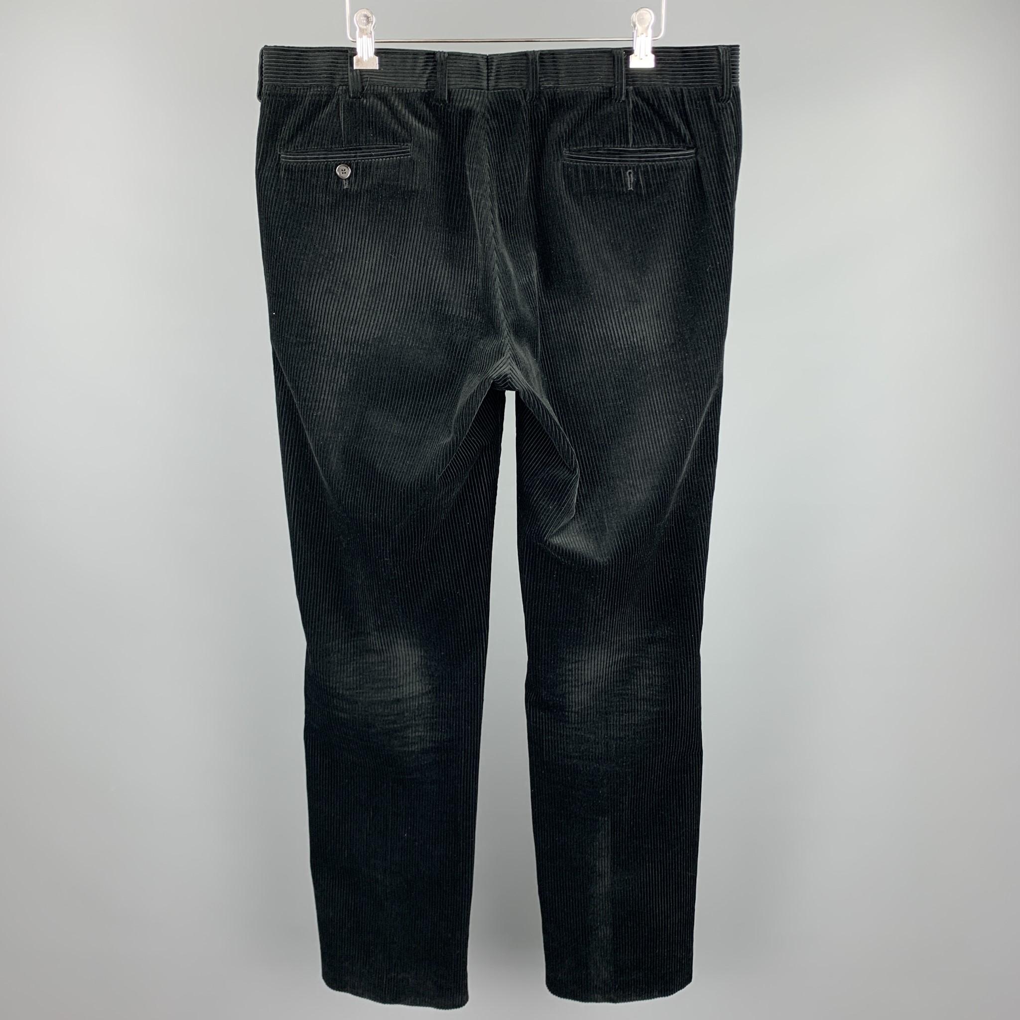 RALPH LAUREN Size 36 Black Zip Fly Corduroy Casual Pants In Good Condition In San Francisco, CA