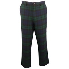 RALPH LAUREN Size 36 Blackwatch Navy & Green Plaid Wool Casual Pants