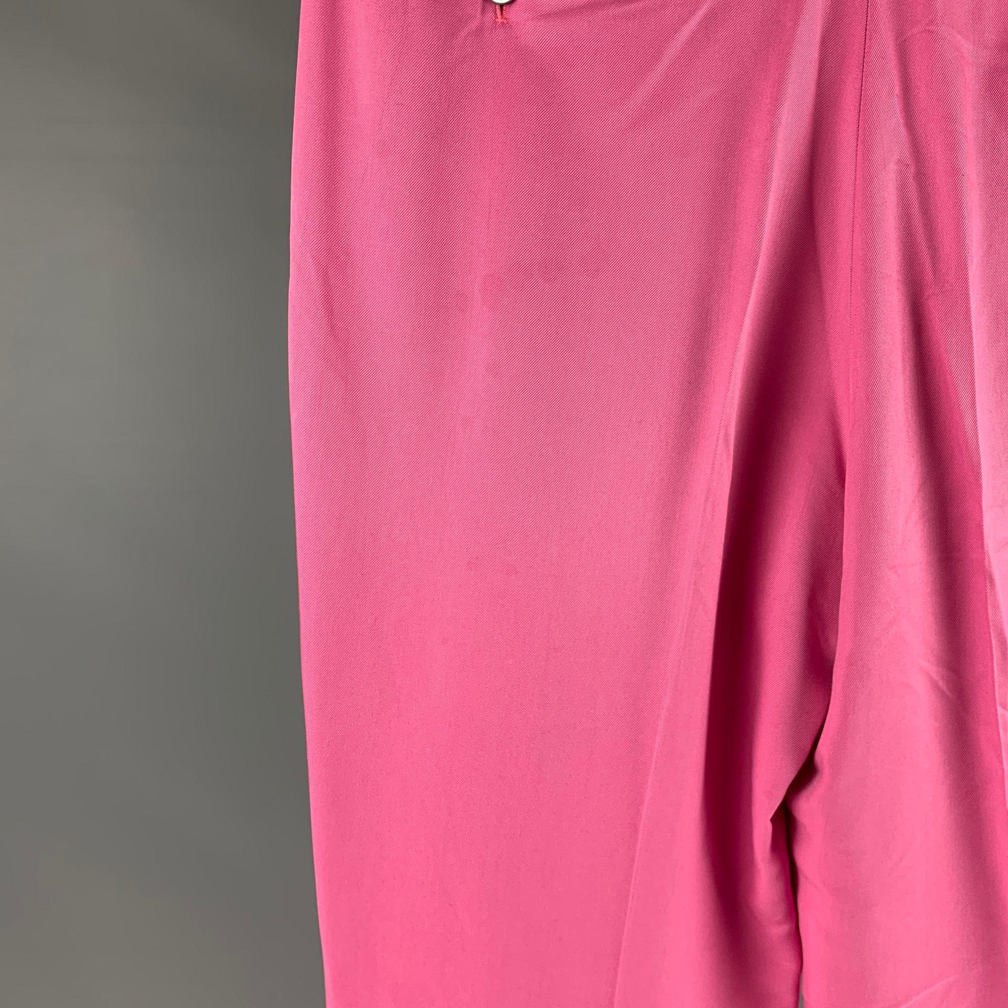 RALPH LAUREN Size 36 Pink Silk Pleated Dress Pants In Good Condition For Sale In San Francisco, CA