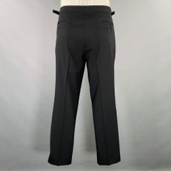 RALPH LAUREN Size 37 Black Wool Tuxedo Dress Pants