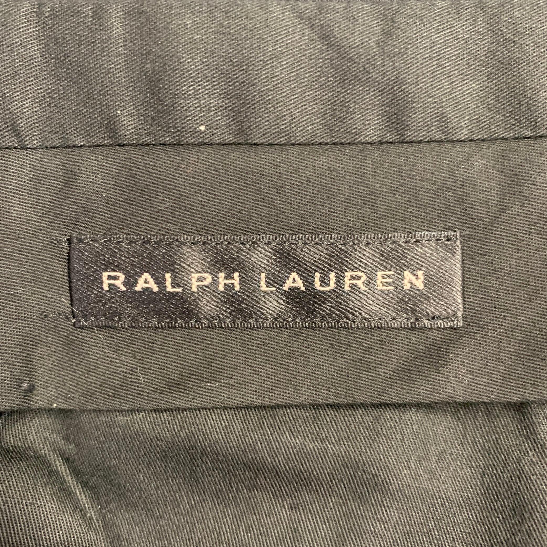 RALPH LAUREN Size 37 Black Wool Tuxedo Dress Pants In Excellent Condition In San Francisco, CA