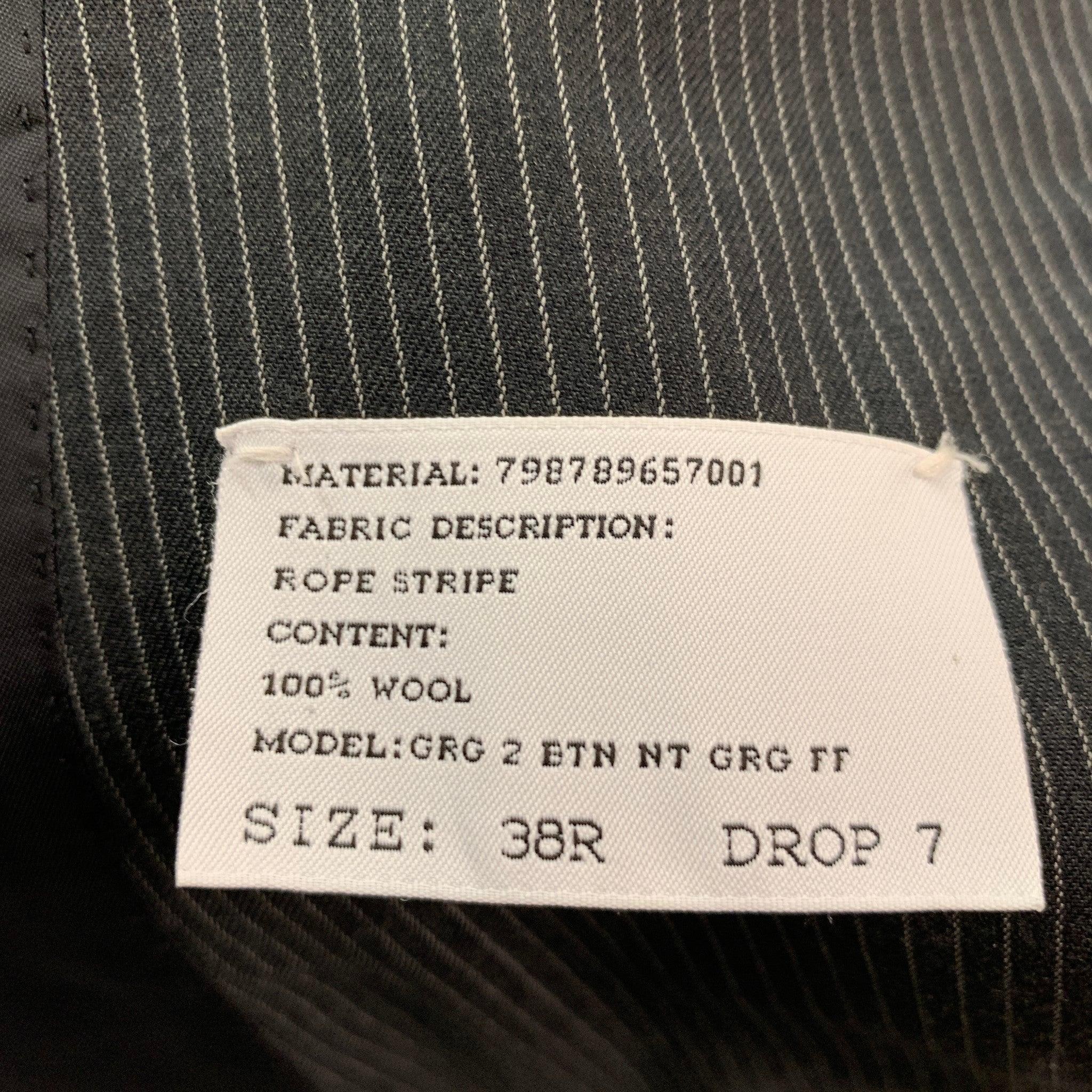 RALPH LAUREN Size 38 Black Grey Pinstripe Wool Single Breasted Sport Coat For Sale 1