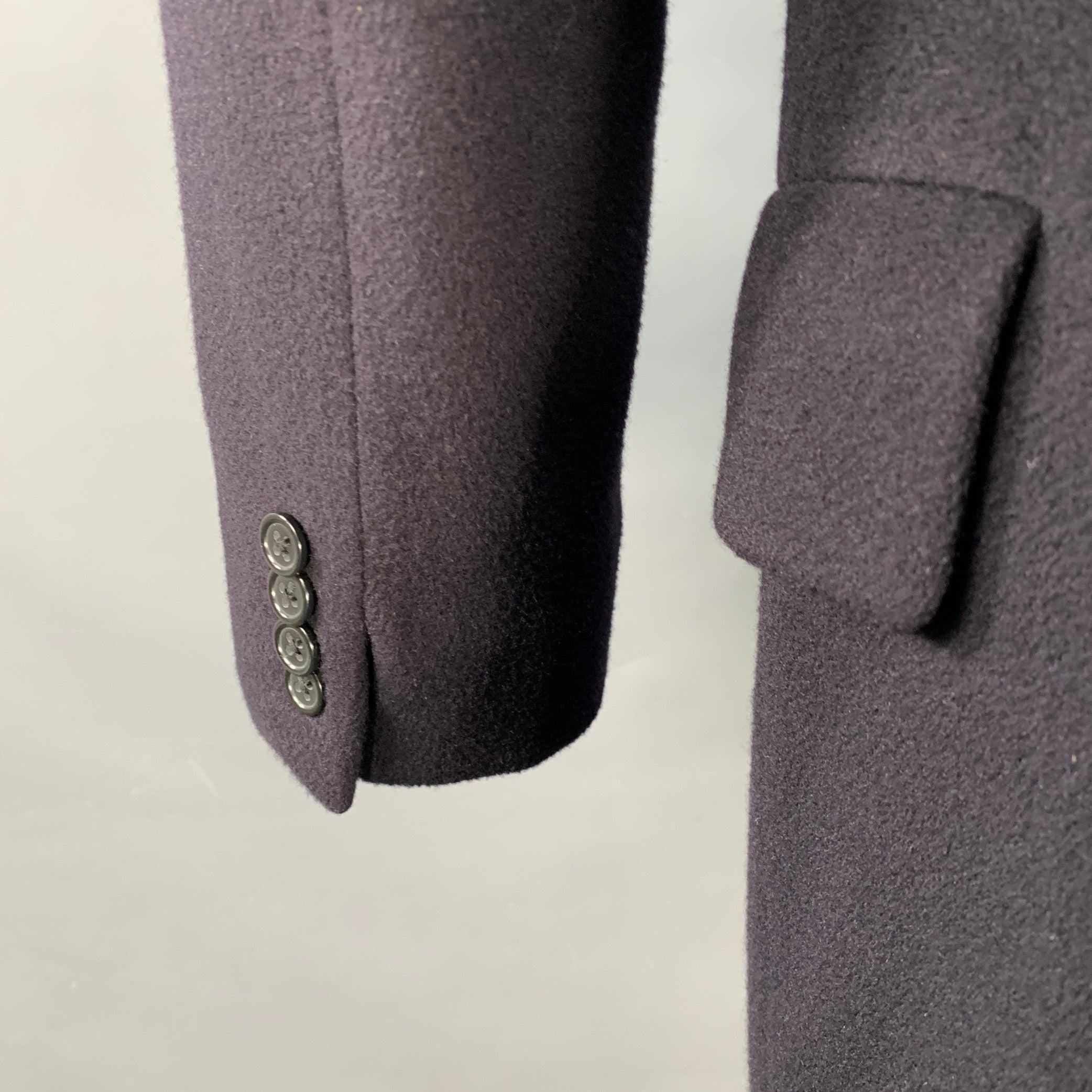 RALPH LAUREN Taille 38 Navy Cashmere Double Breasted Peak Lapel Coat Pour hommes en vente