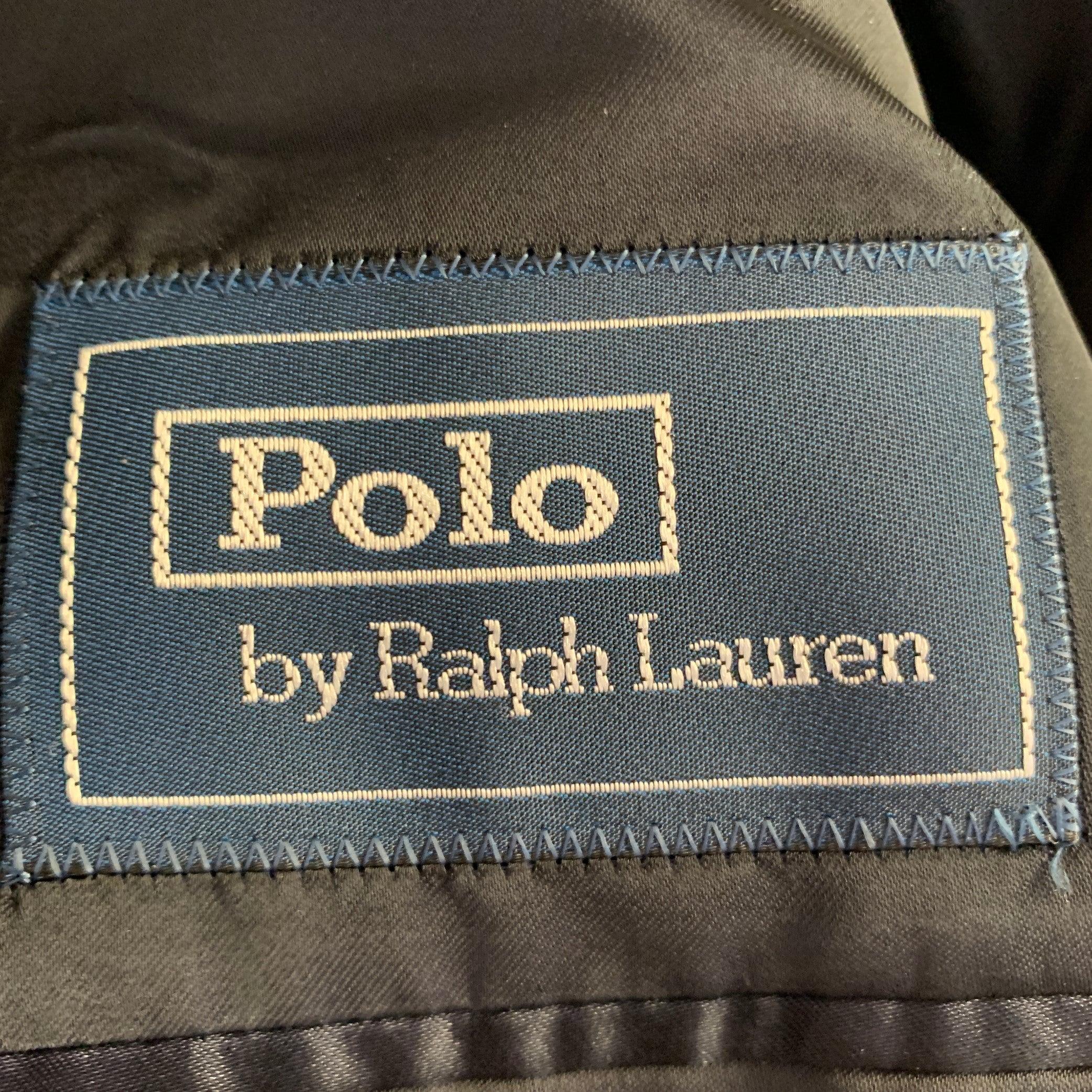 RALPH LAUREN Taille 38 Navy Cashmere Double Breasted Peak Lapel Coat en vente 2