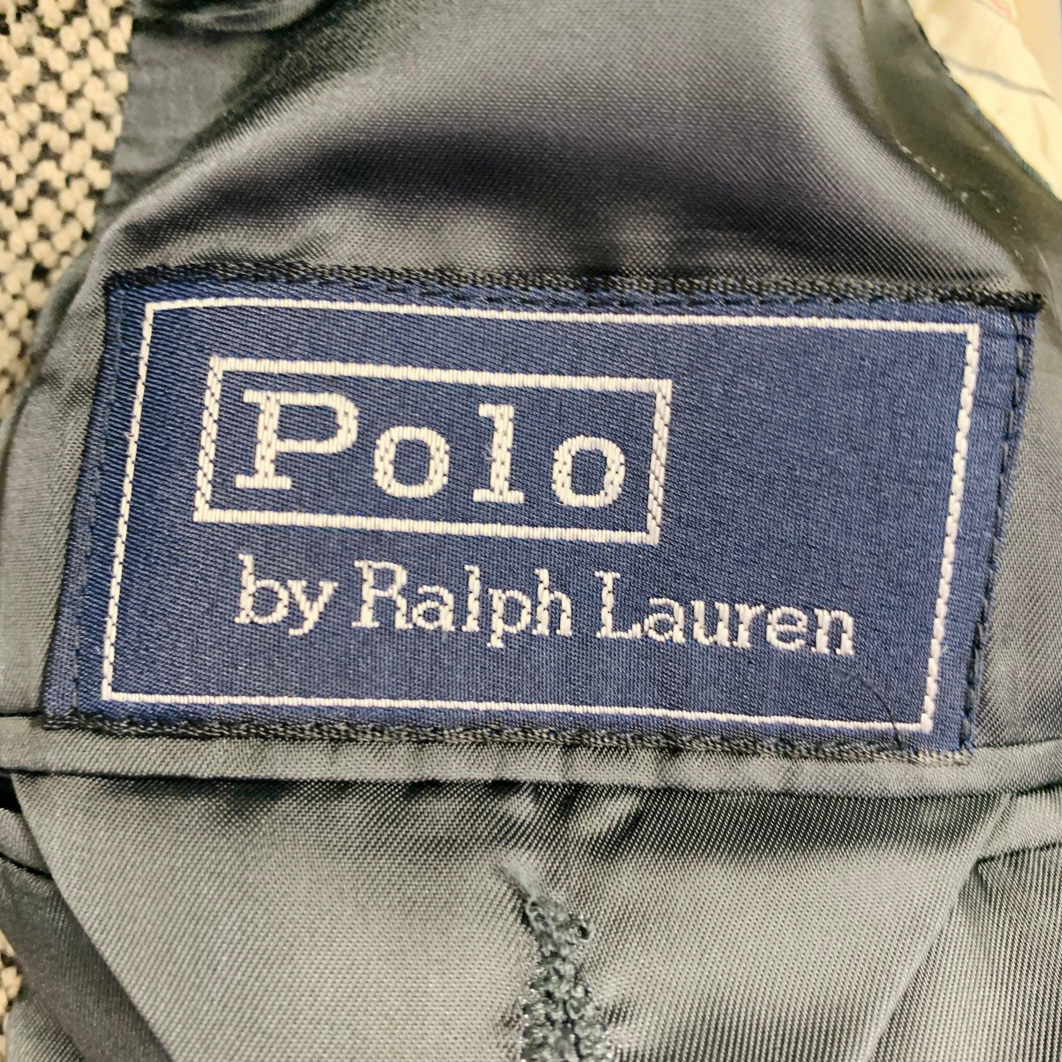 RALPH LAUREN Taille 38 Regular Costume en laine tweed noir beige à revers échancré en vente 6