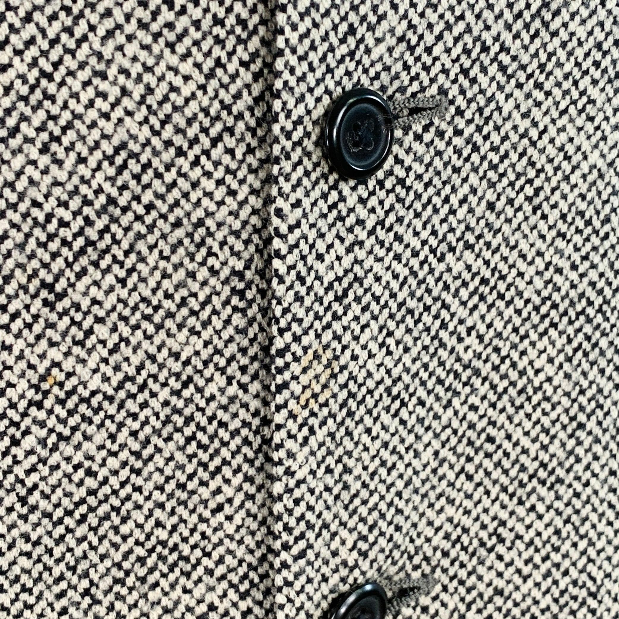 RALPH LAUREN Taille 38 Regular Costume en laine tweed noir beige à revers échancré en vente 4