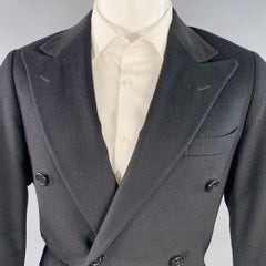RALPH LAUREN Size 38 Regular Black Cashmere Double Breasted Sport Coat