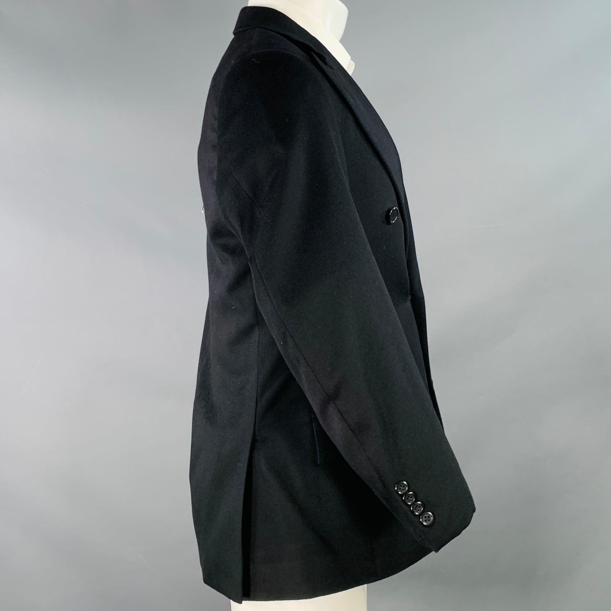 RALPH LAUREN Size 38 Regular Black Cashmere Double Breasted Sport Coat In Good Condition For Sale In San Francisco, CA