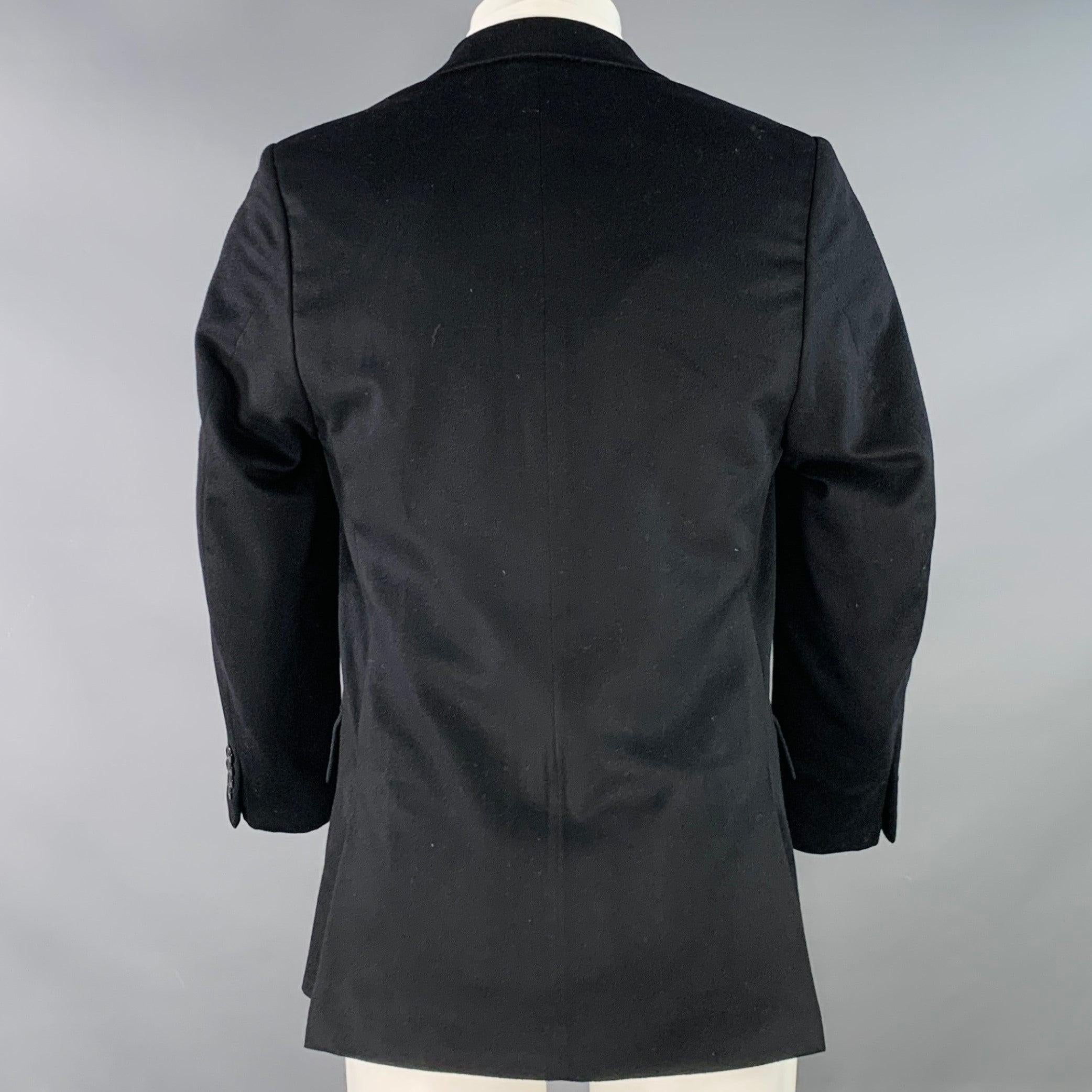 Men's RALPH LAUREN Size 38 Regular Black Cashmere Double Breasted Sport Coat For Sale