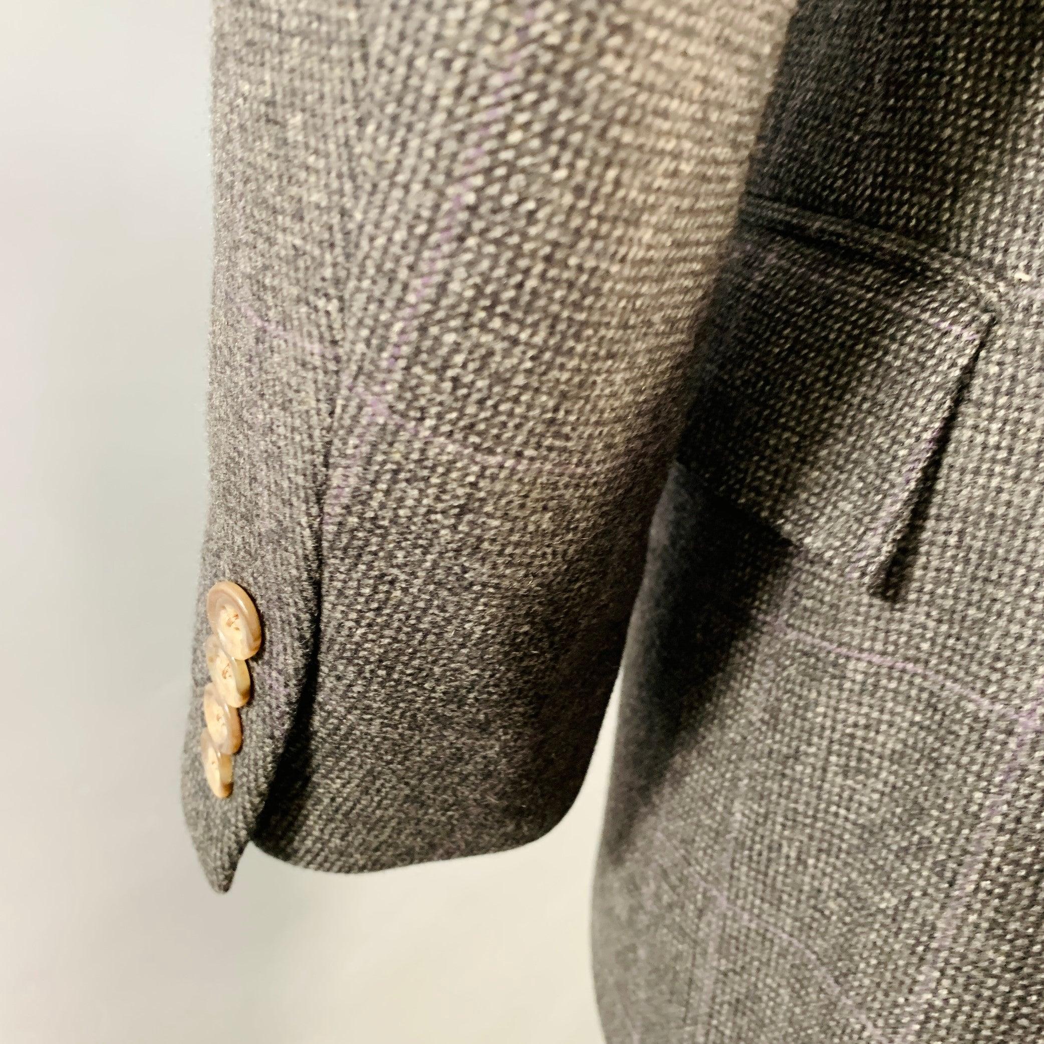 RALPH LAUREN Size 38 Regular Black Nailhead Wool Sport Coat For Sale 1