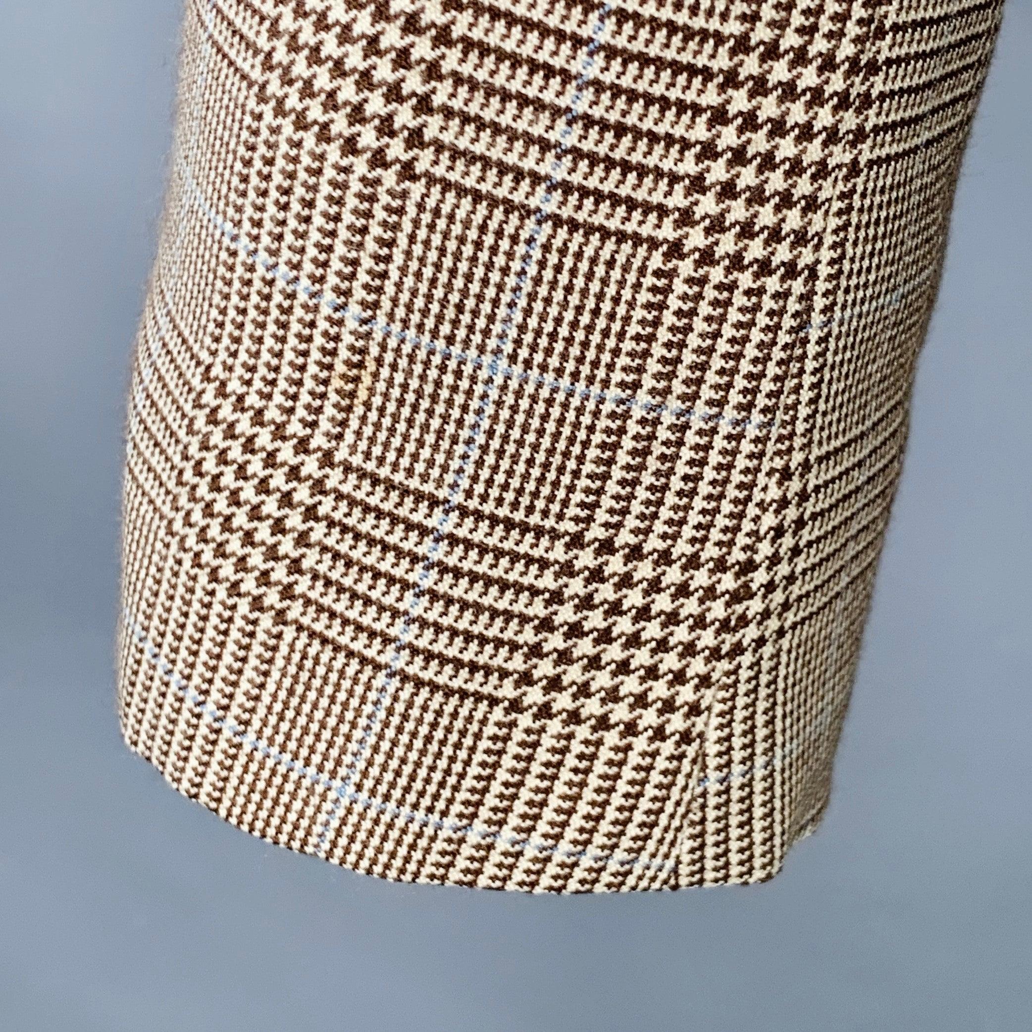 RALPH LAUREN Size 38 Regular Brown Beige Plaid Cashmere Silk Sport Coat For Sale 6