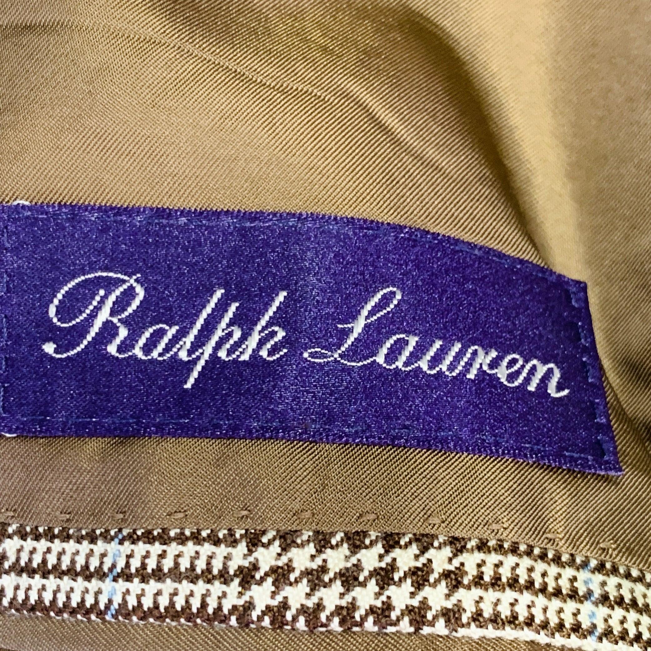 RALPH LAUREN Size 38 Regular Brown Beige Plaid Cashmere Silk Sport Coat For Sale 7