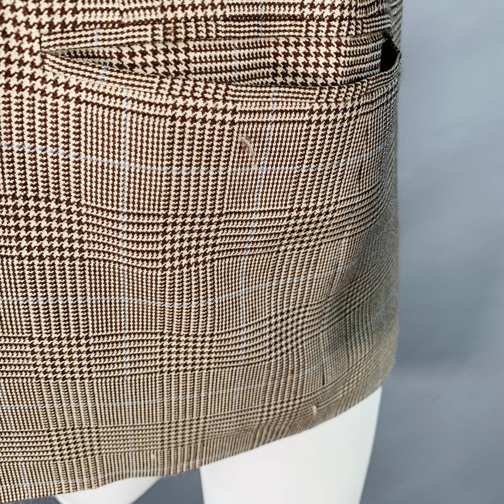 RALPH LAUREN Size 38 Regular Brown Beige Plaid Cashmere Silk Sport Coat For Sale 4