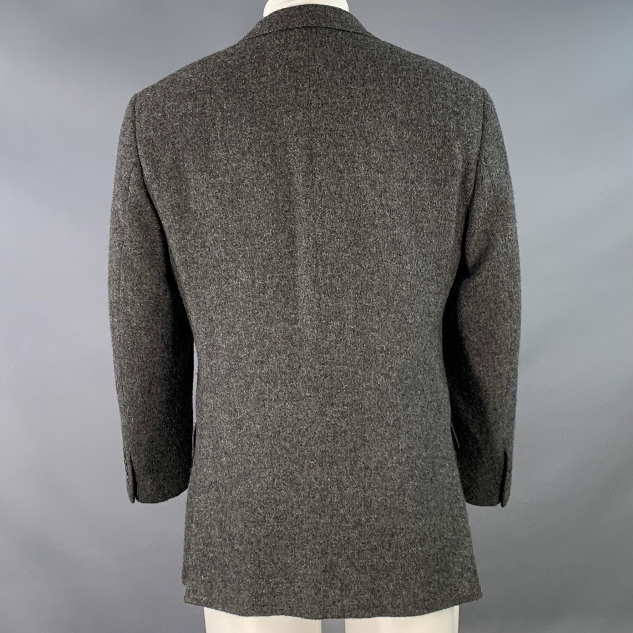 RALPH LAUREN Size 38 Regular Grey Black Heather Notch Lapel Sport Coat In Good Condition For Sale In San Francisco, CA