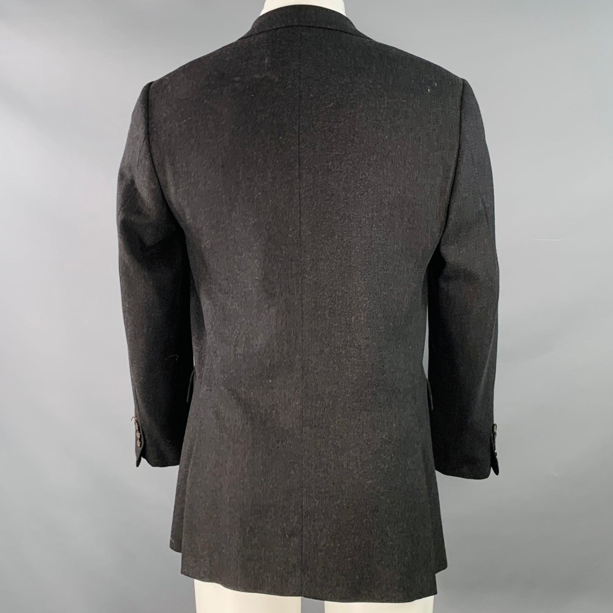 Noir RALPH LAUREN Taille 38 Regular Grey Black Woven Wool Notch Lapel Sport Coat en vente