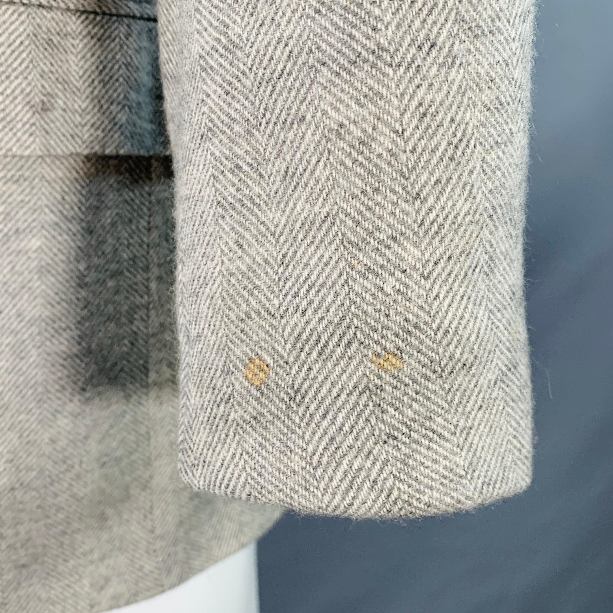 RALPH LAUREN Size 38 Regular Grey Light Grey Herringbone Camel Hair Sport Coat For Sale 1